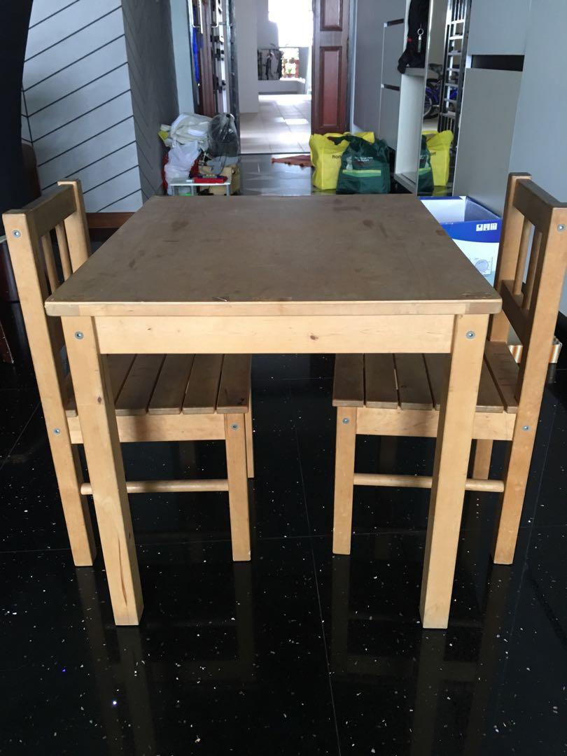 IKEA children wooden table and two chairs, Babies & Kids, Baby Nursery & Kids Furniture, Kids