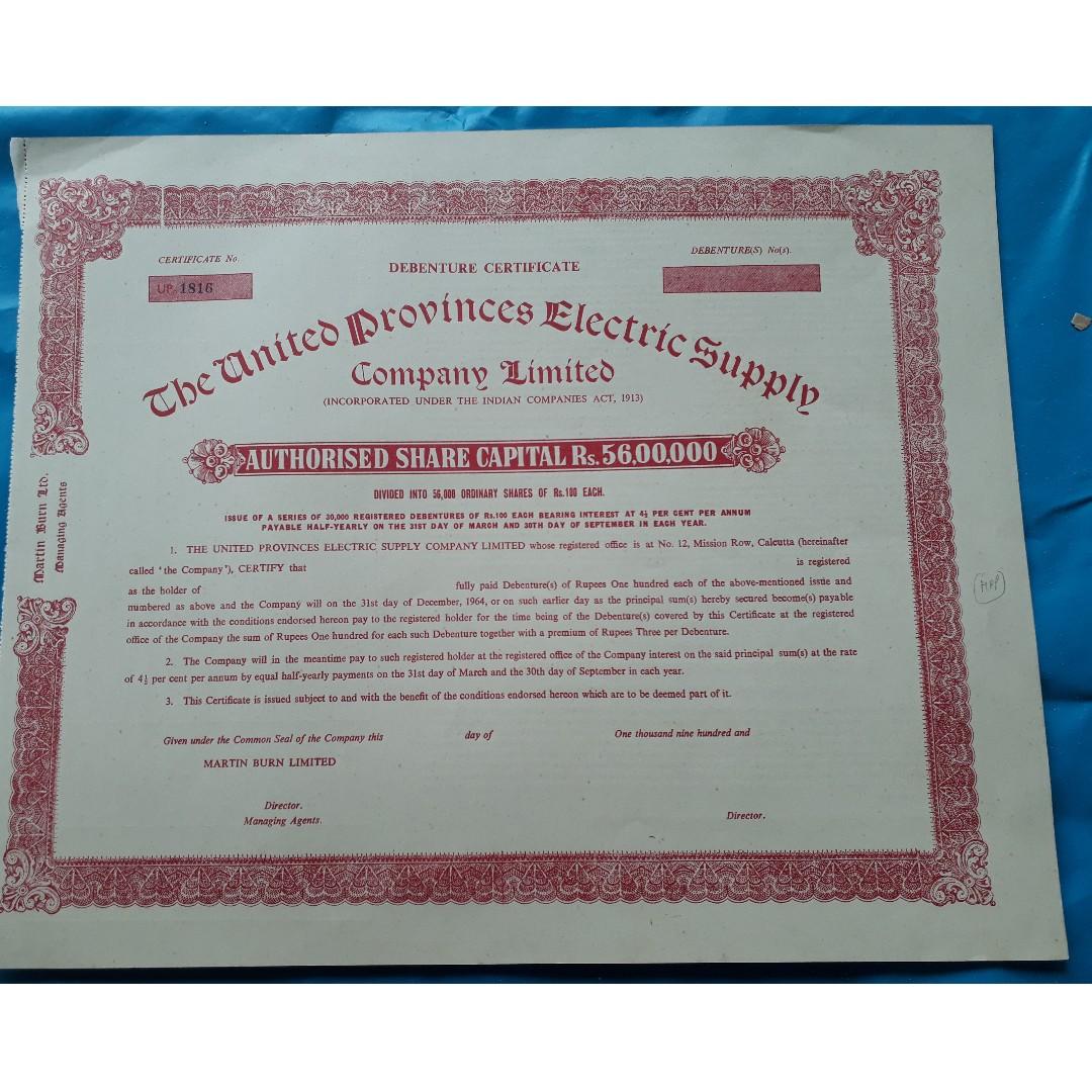 India C 1945 The United Provinces Electric Supply Company Vintage