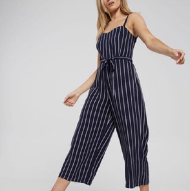 navy blue sleeveless jumpsuit