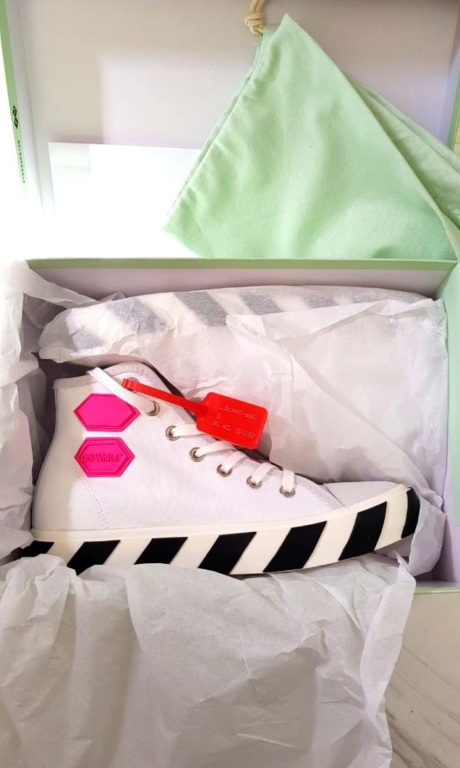 Off White Vulc Hi Top White Canvas Men s Fashion Footwear Sneakers on Carousell