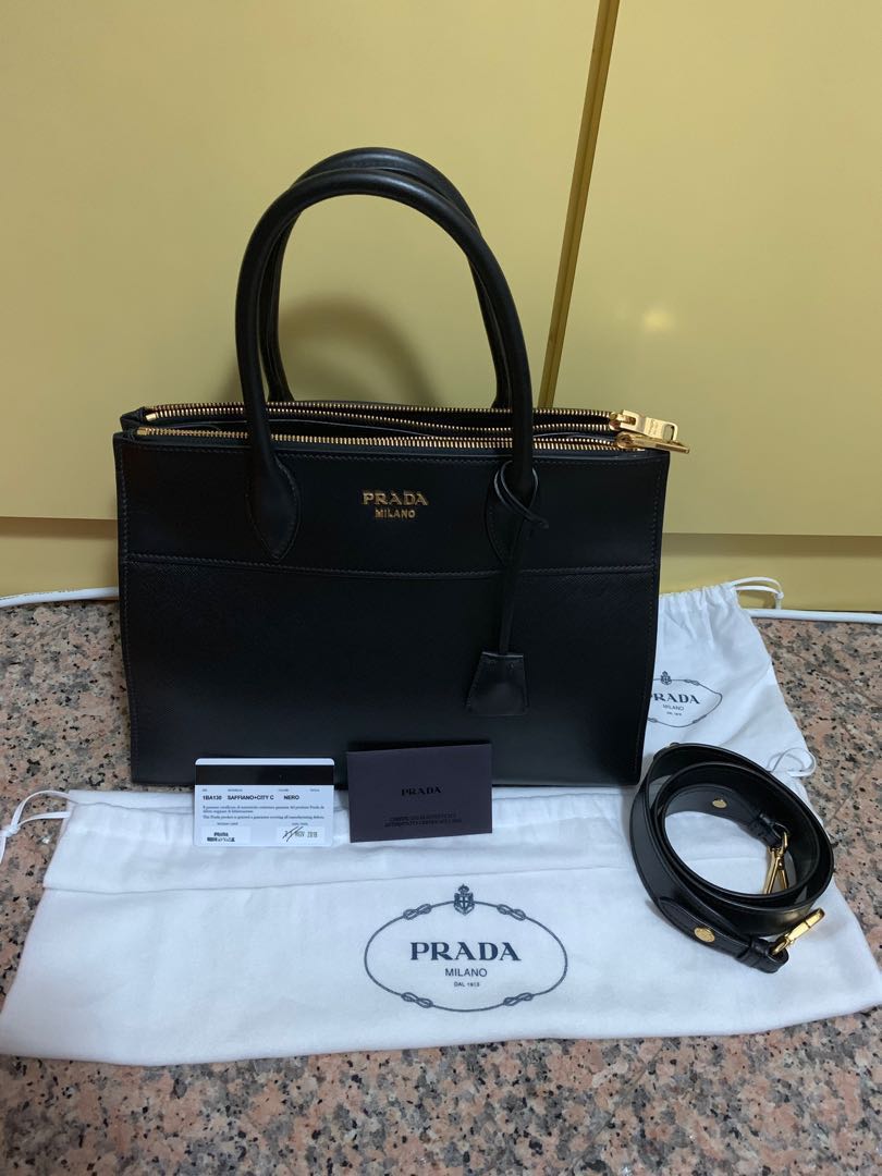 Prada Handbag 1BA130 Saffiano City C Nero Luxury Bags