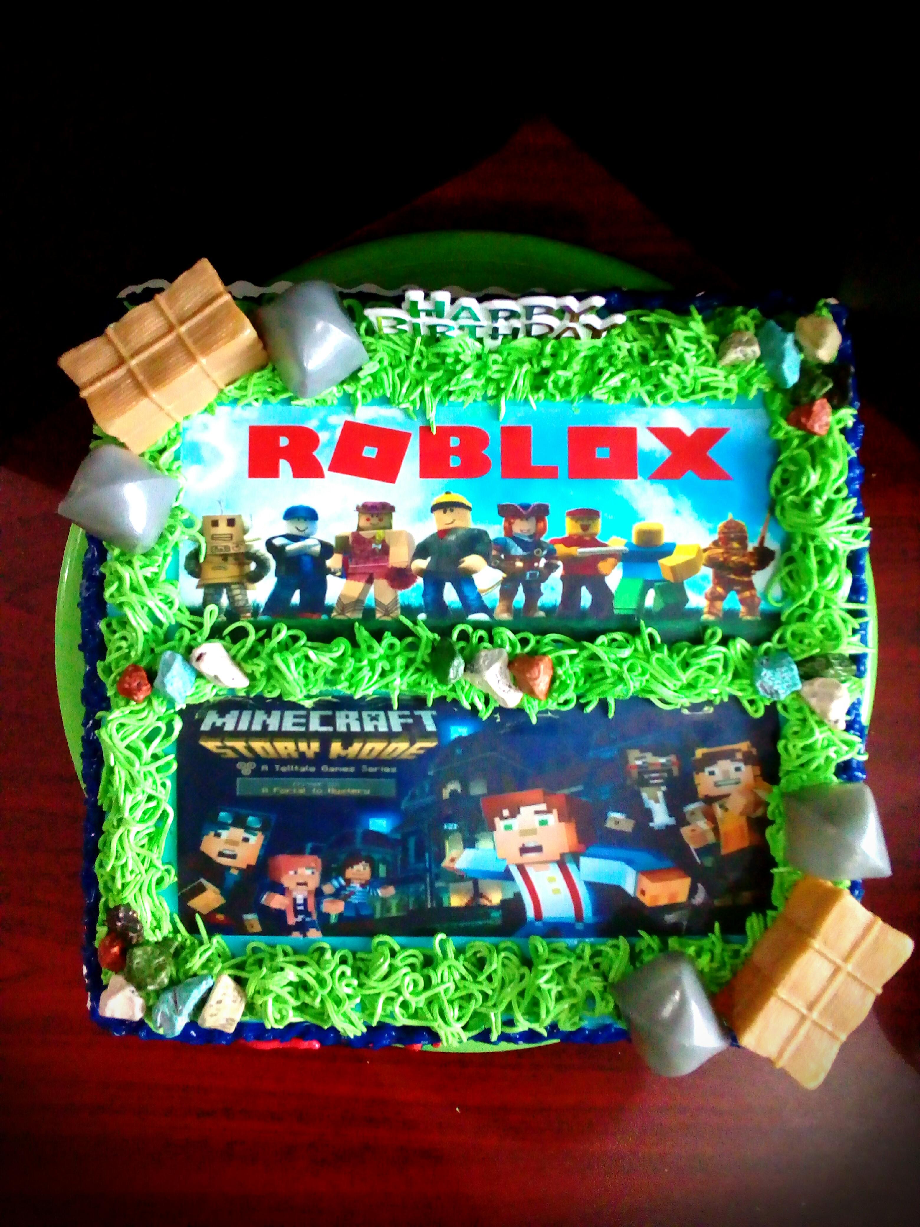 Roblox And Minecraft 2in1cake9inch Square Food - roblox and minecraft combined