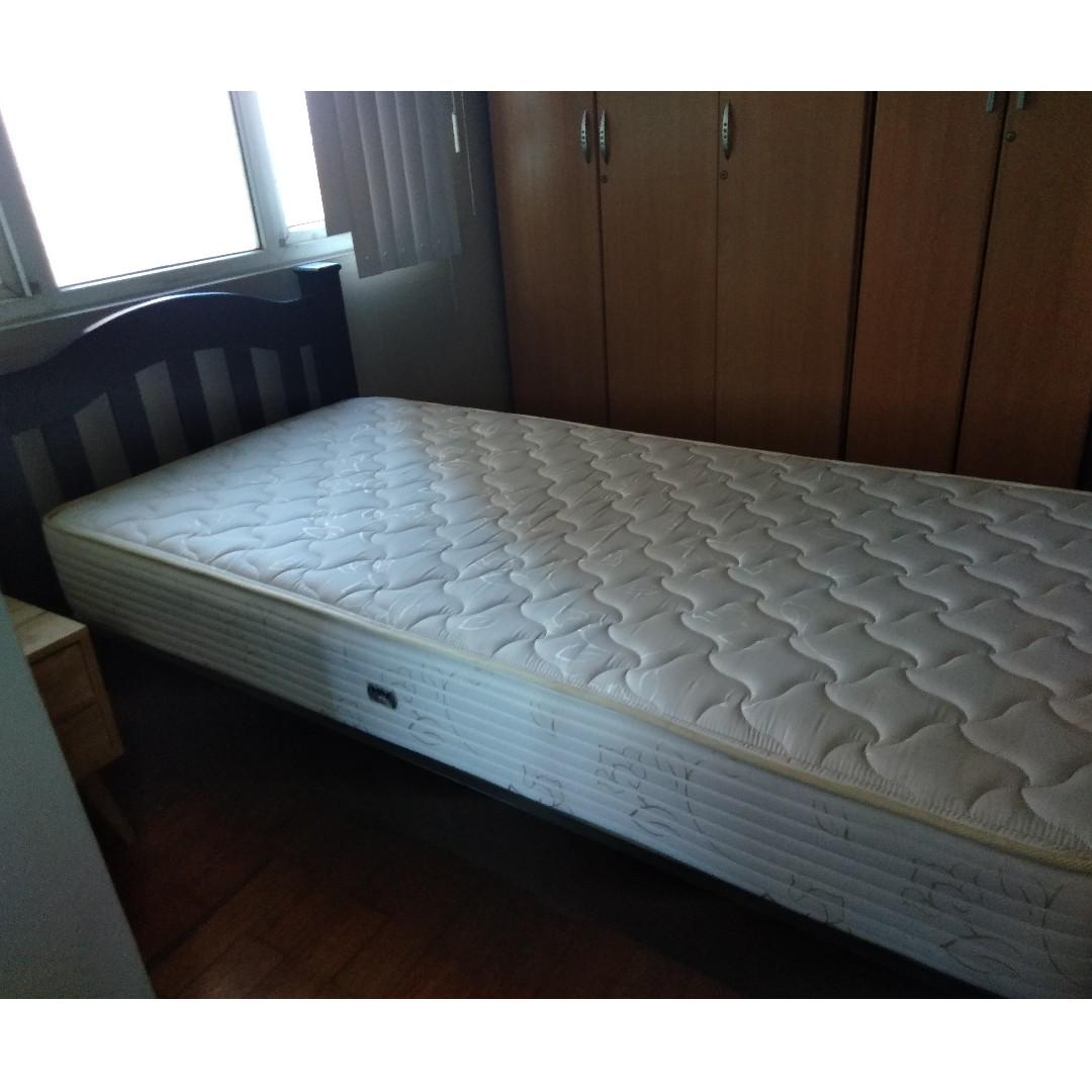 Single Bed W Orthopedic Mattress Wooden Frame Furniture Home Living Furniture Bed Frames Mattresses On Carousell