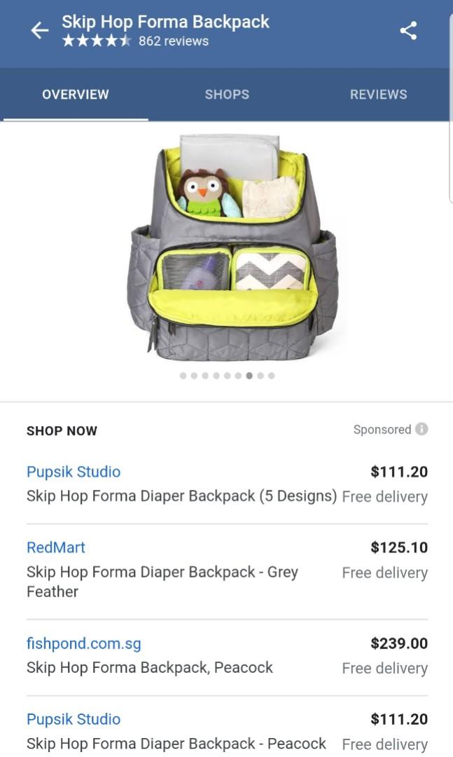 Skip Hop Forma Diaper Backpack Grey Babies Kids Strollers