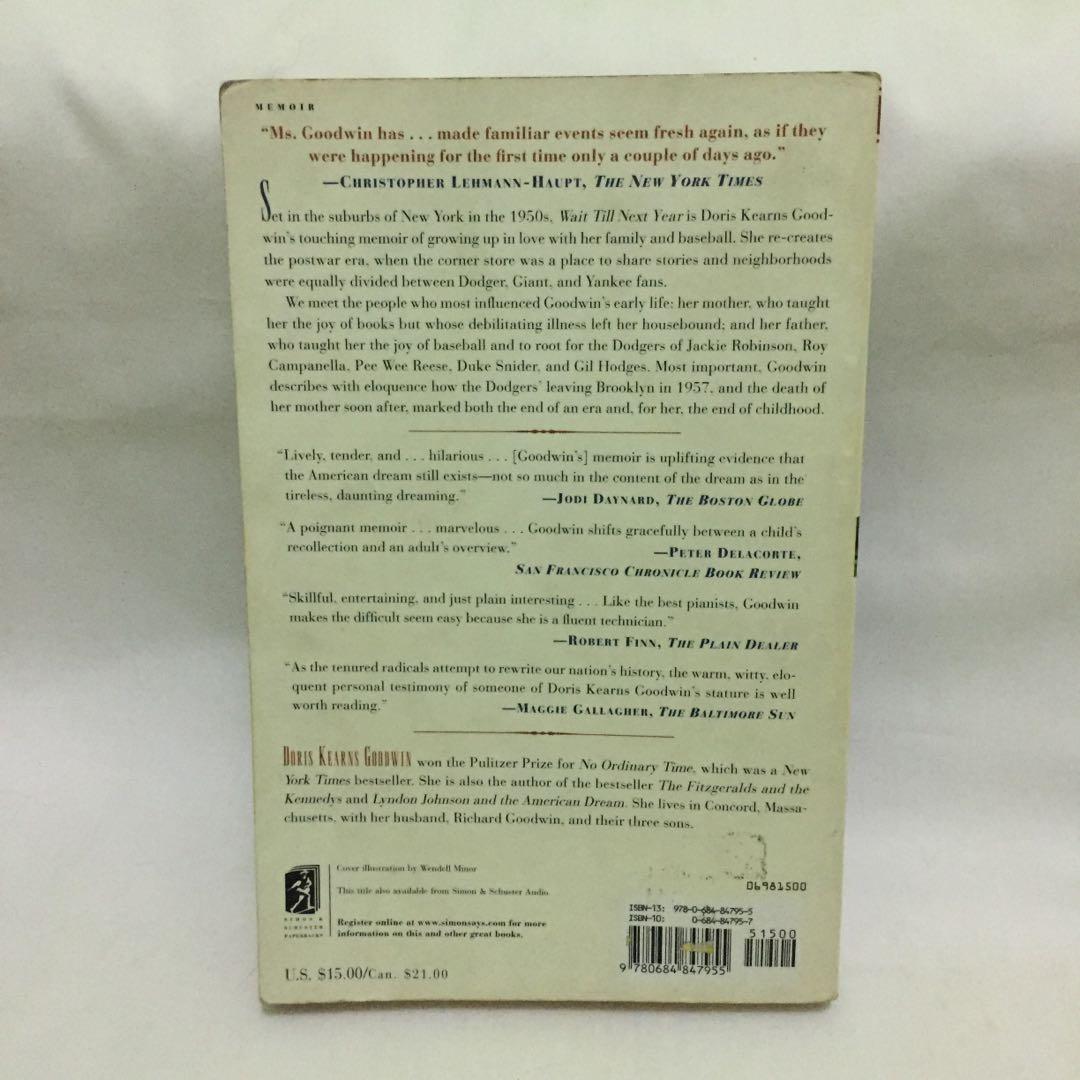 Wait Till Next Year Doris Kearns Goodwin Books Stationery Books On Carousell