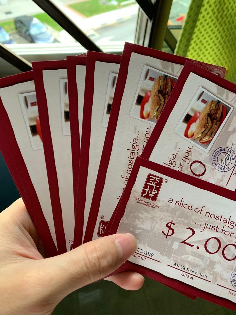 Ya Kun Vouchers [$2 x 10 pcs], Tickets & Vouchers, Vouchers ...
