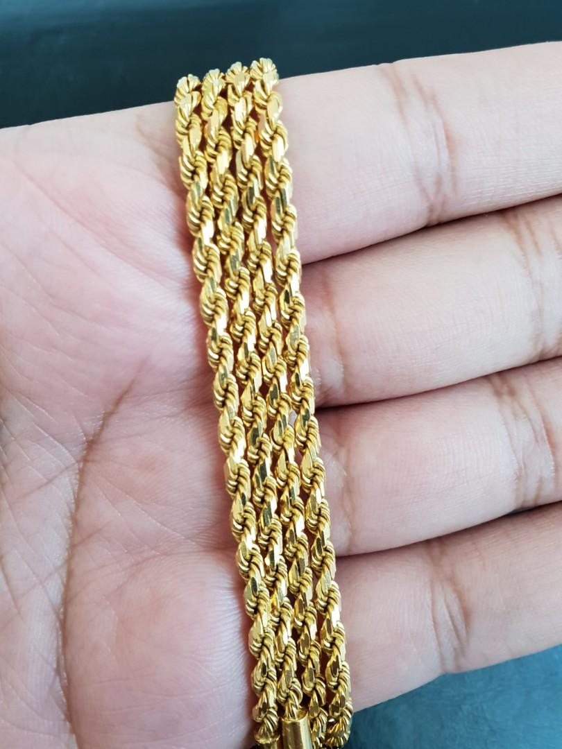 916 22K Gold Rope Chain Necklace 40.71g 74cm length