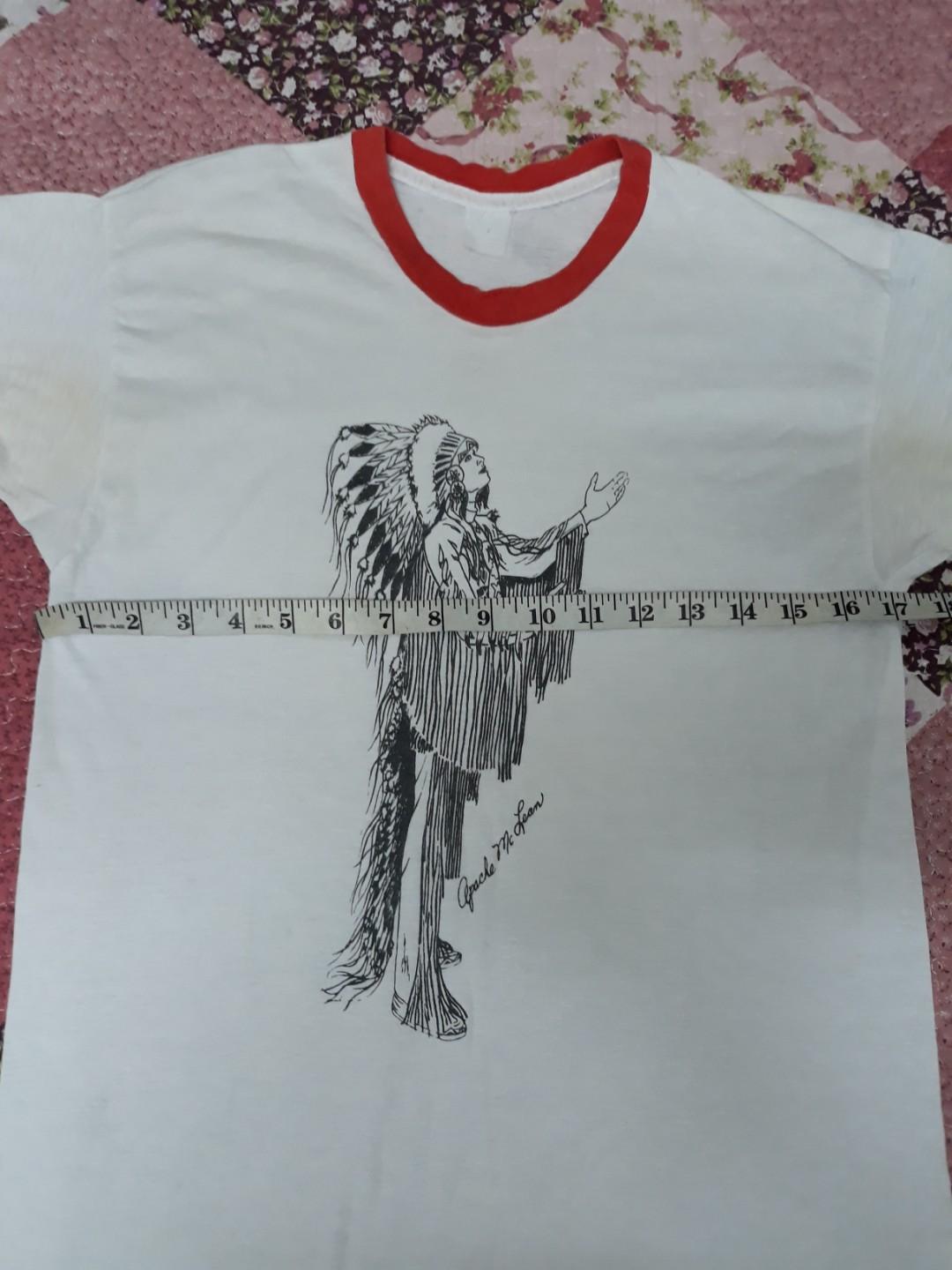 Apache Mclean (Category: Activewear) located in Kuala Lumpur. Submitted by empatn (Listing ID 207538979, Image 2). Description: Khas utk peminat baju2 Apache / (RED INDIAN)..70S T shirt..tag faded..baju ada kuning dedorant bawah ketiak..bila pakai tak terserlah..kain mmg nipis..biasalah baju vintage..COD pinggiran batu caves.