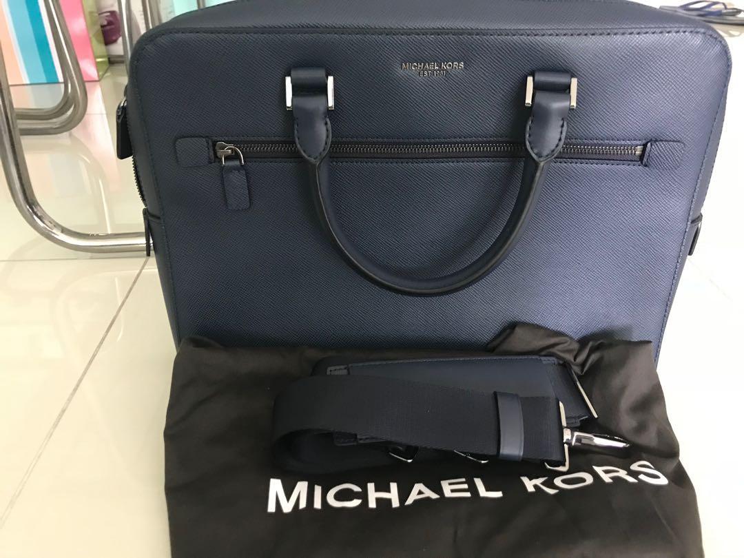 BNWT Michael Medium Leather Briefcase, Bags & Wallets on Carousell