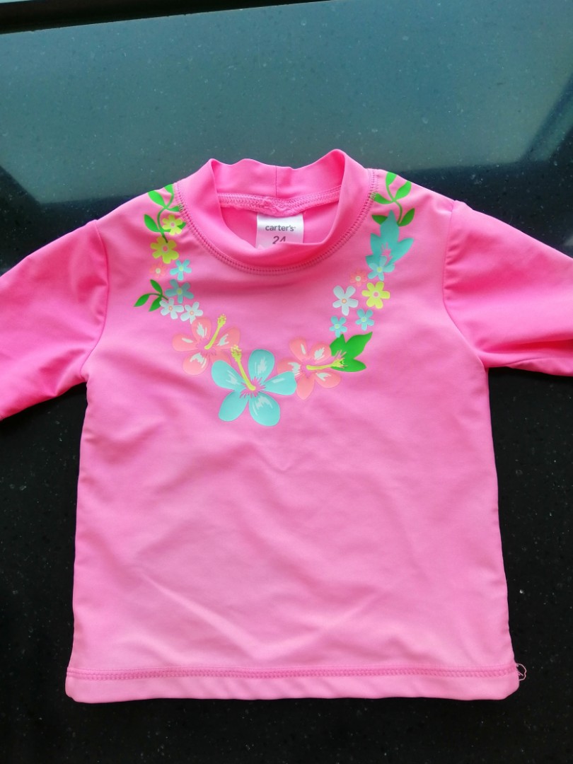 Carter's baby girl short sleeve rash guard 24m, Babies & Kids, Babies & Kids Fashion on Carousell