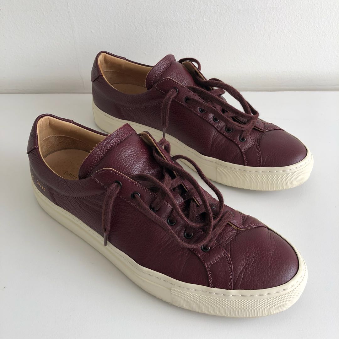 burgundy leather sneakers