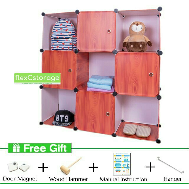 DIY stackable cube storage wardrobe (9 cubes), Furniture & Home