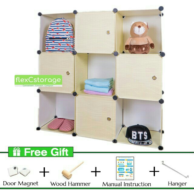 DIY stackable cube storage wardrobe (9 cubes), Furniture & Home