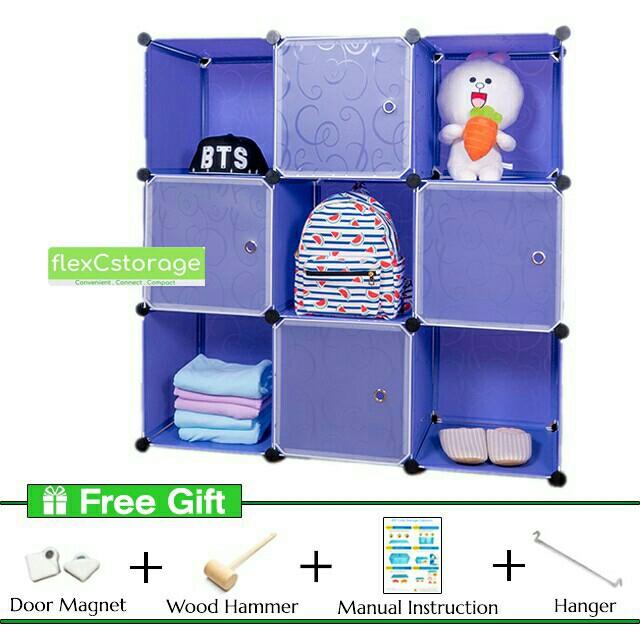 DIY stackable cube storage wardrobe (9 cubes), Furniture & Home