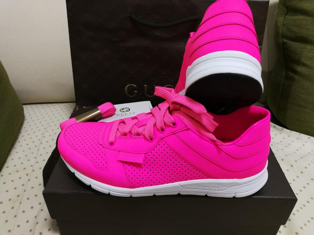 neon pink gucci sneakers