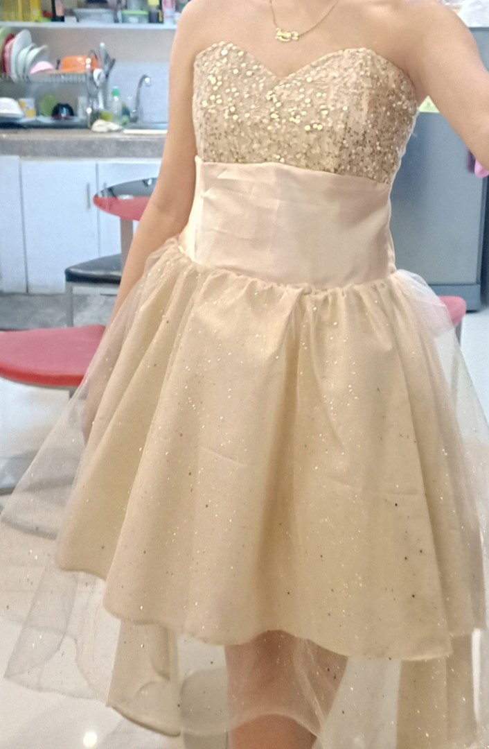 gold high low gown