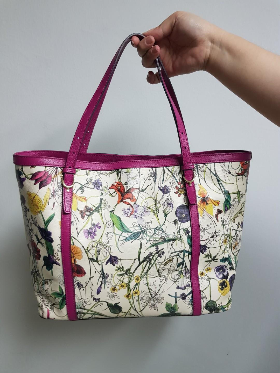 Gucci Botanical Floral Canvas Tote