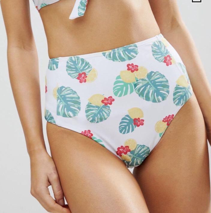 lemon print high waisted bikini