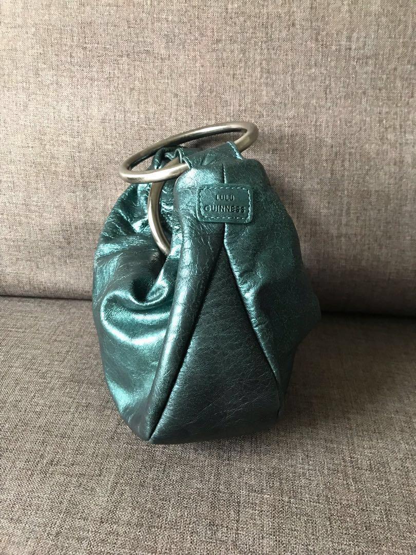 LULU GUINNESS Metallic Crushed Leather Bag With Stainless Steel