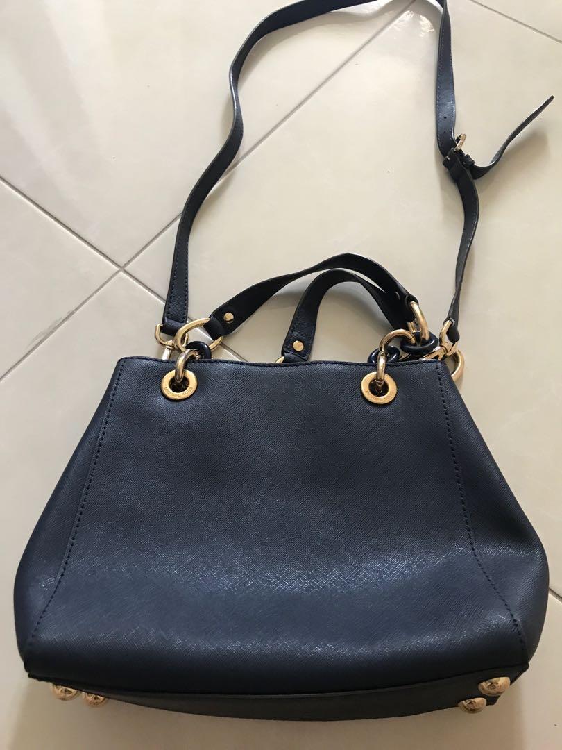 michael kors dark blue handbag