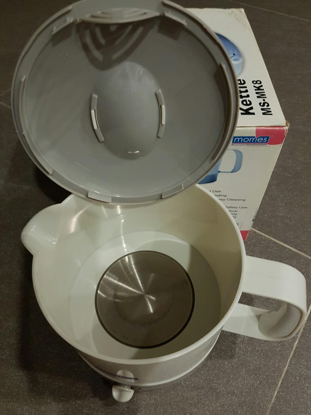 Morries multi function kettle (Category: Cookers) located in Singapore. Submitted by chm2014 (Listing ID 207380644, Image 3). Description: Used, yet still clean multi purpose boiler. 1.3L ideal for quick boil/keep warm of water. working condition video here: https://tinyurl.com/nhecjjjw.