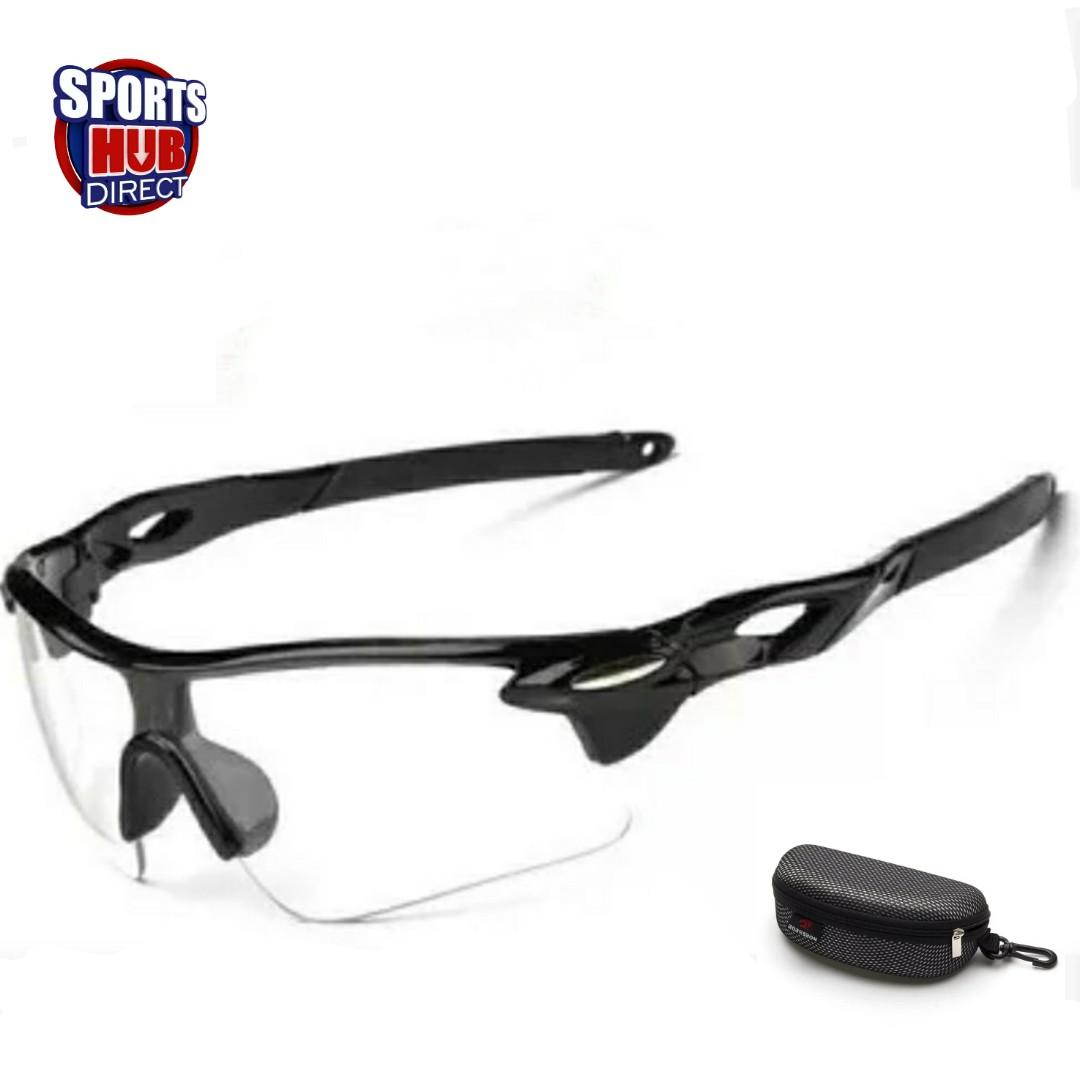Night or Low Light Bike/Cycling/Running Sports Glasses ( Free Hard Case) -  Clear Polarized, Anti- UV Protection Unisex
