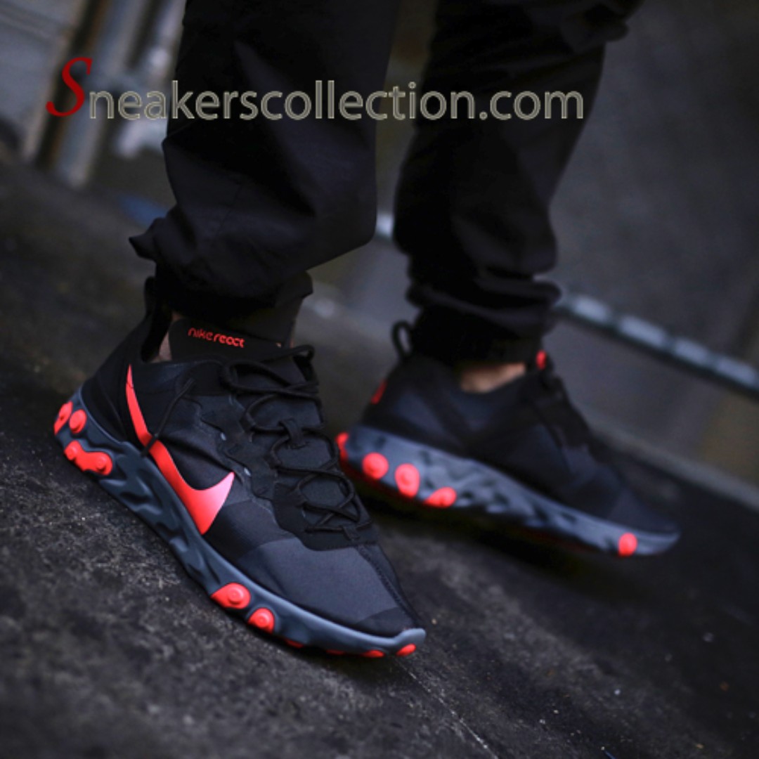 Nike React Element 55 Black And Red Cheap Online