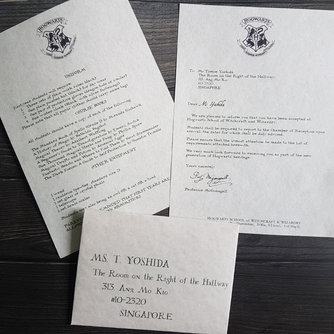 Personalised Hogwarts Acceptance Letter Design Craft Others On Carousell