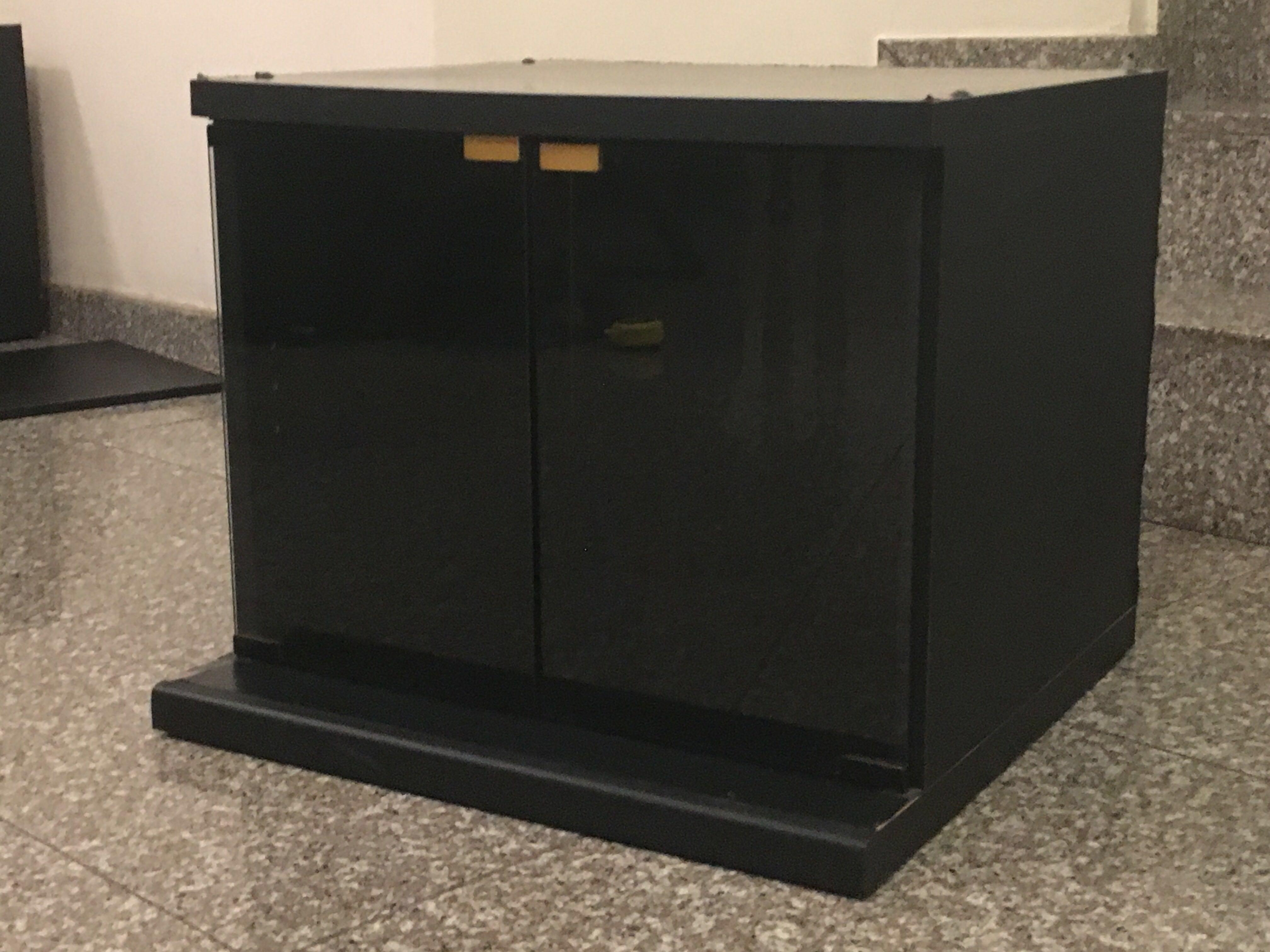 Set Of 2 Small Black Cabinet With Glass Doors Furniture Shelves Drawers On Carousell