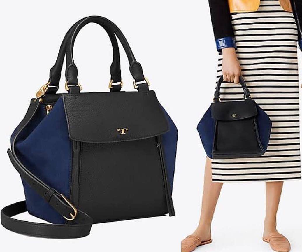 TB Halfmoon satchel medium mix material black navy sz 33 20x22