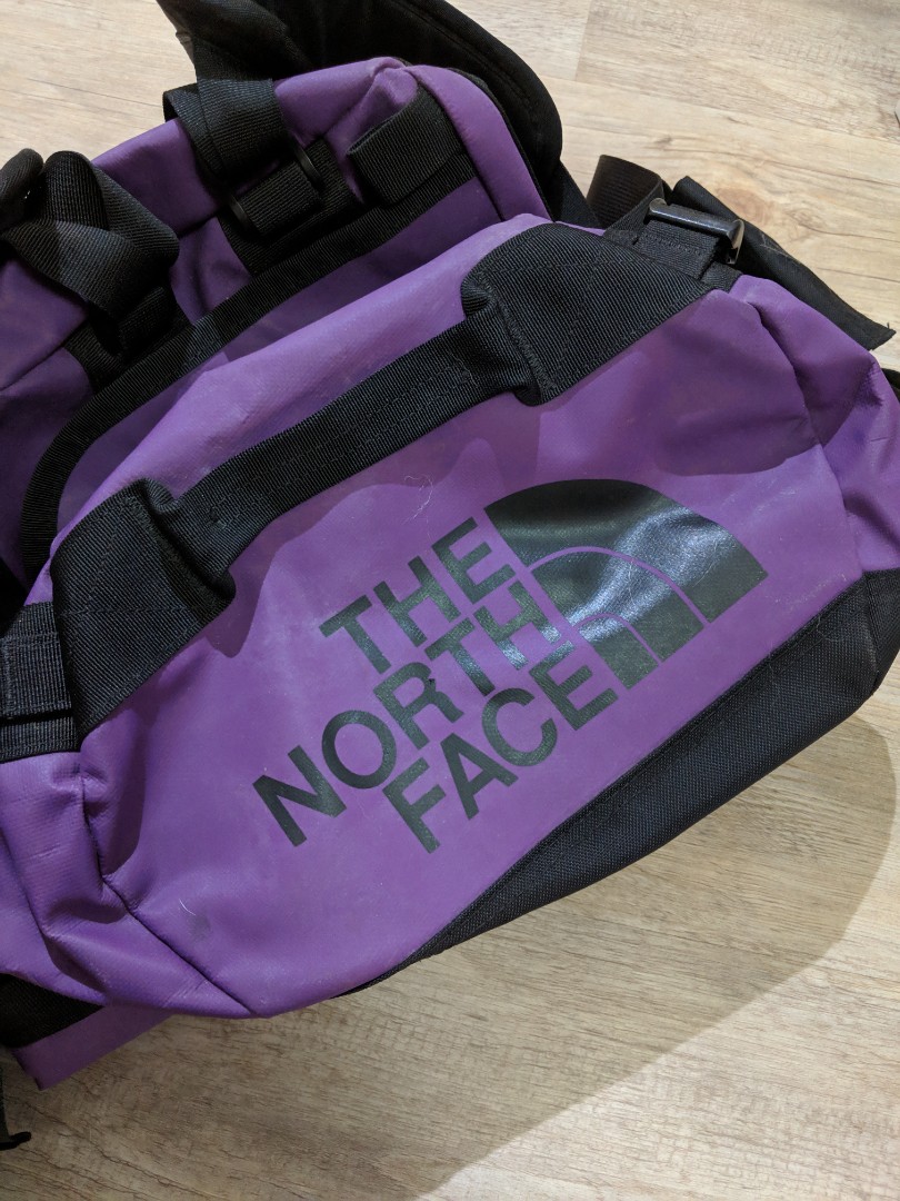 north face duffel bag purple