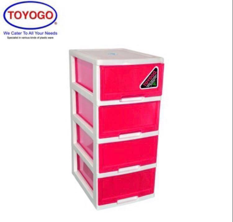 Toyogo Plastic Drawer 4 Tier Furniture Shelves Drawers On