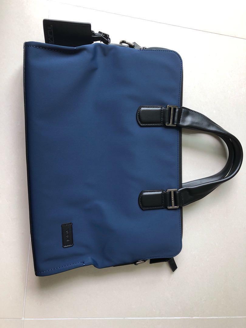 tumi blue briefcase