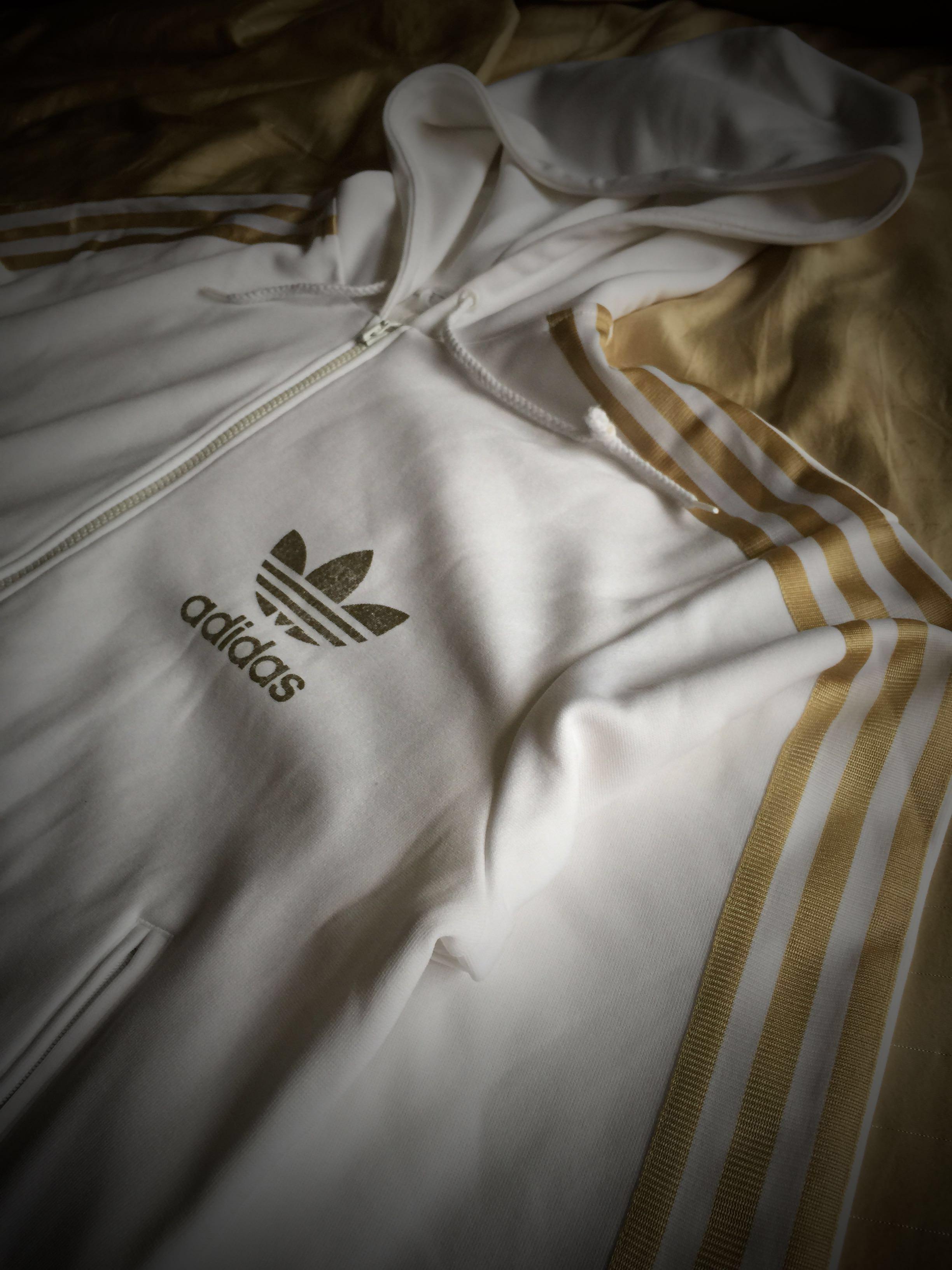 adidas white and gold hoodie