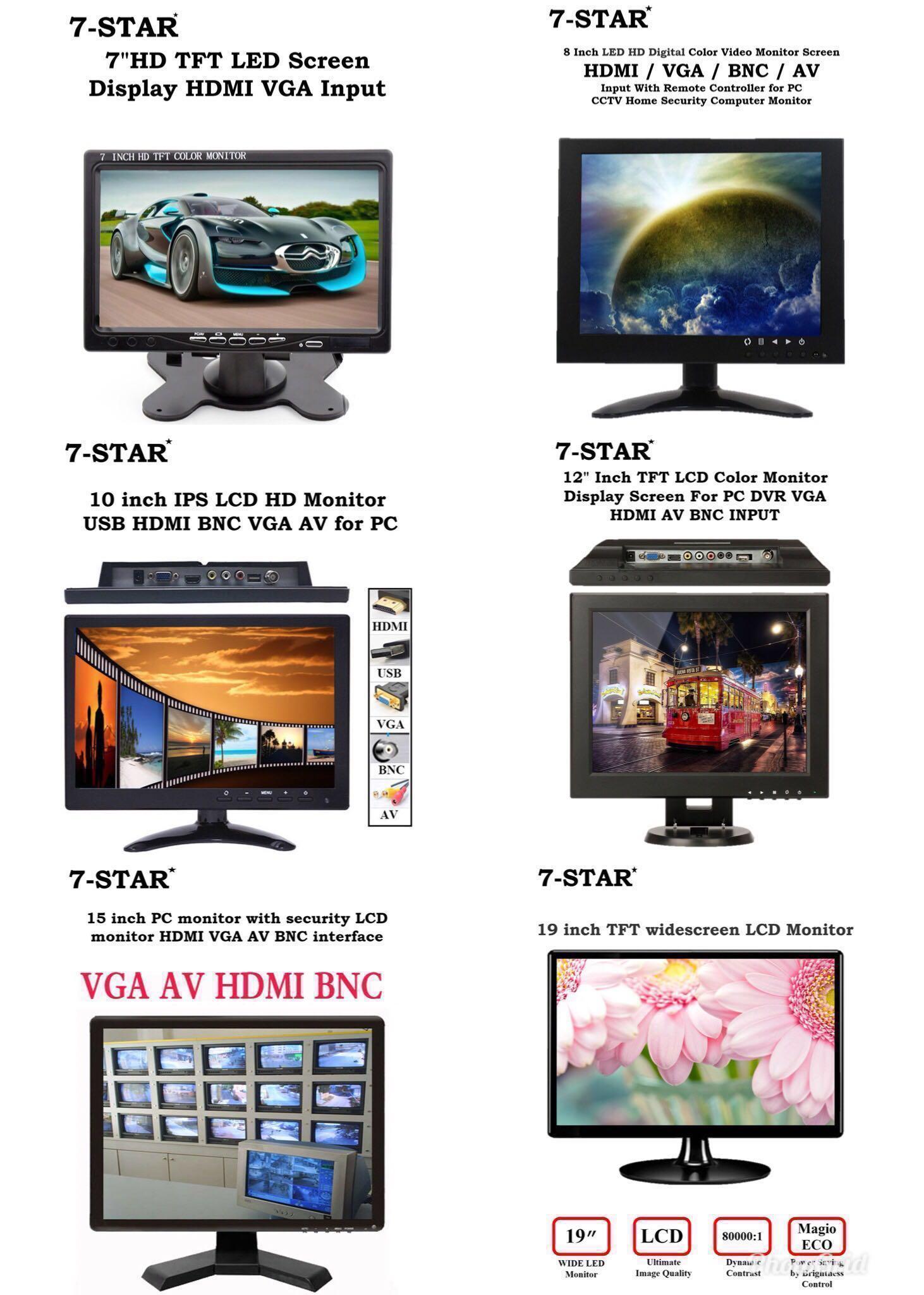 STB and Other Video Equipment 14 Inch LCD Security CCTV Monitor 1024x768 4:3 Resolution HD Color TFT LCD Display Screen with VGA//HDMI//AV//BNC//MIC USB Ports for Surveillance Camera Built-in Speaker