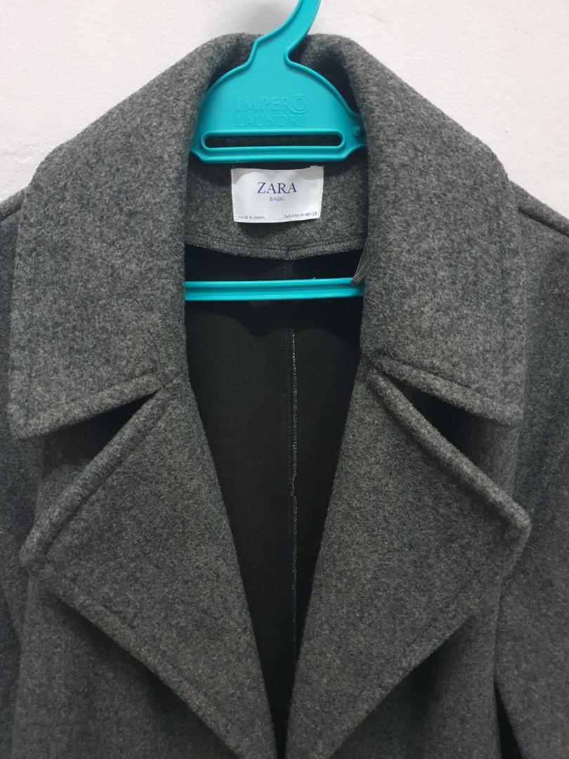 ZARA Wide Lapel Coat Dark Grey Women s Fashion Coats Jackets and Outerwear on Carousell