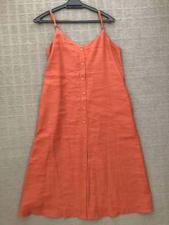 Linen Midi Dress - Rust