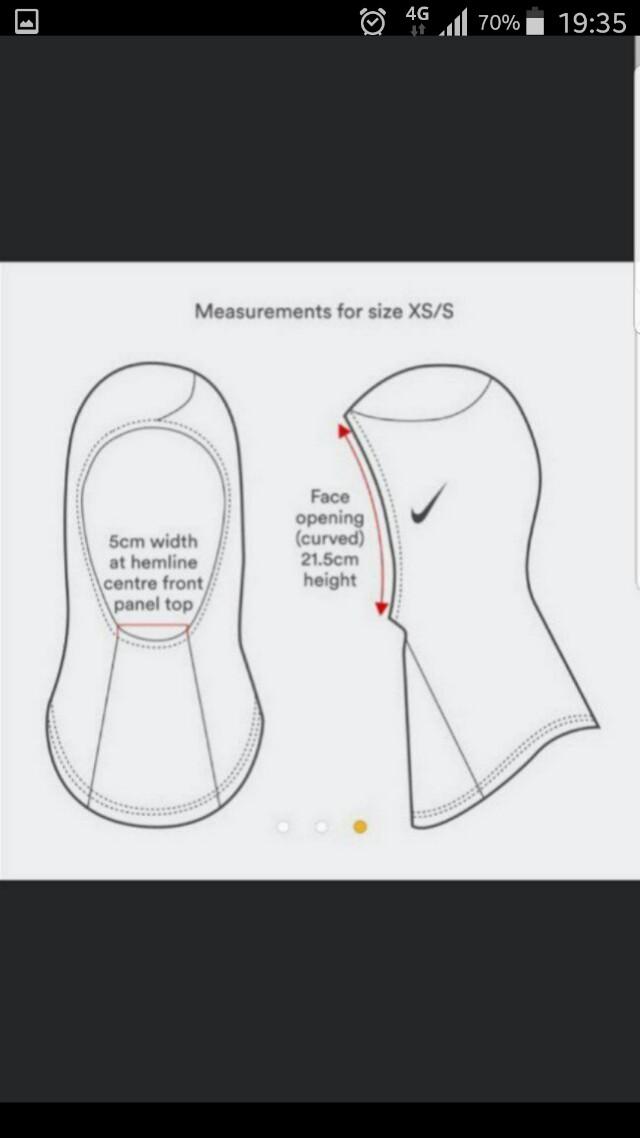 Nike hijab store size chart