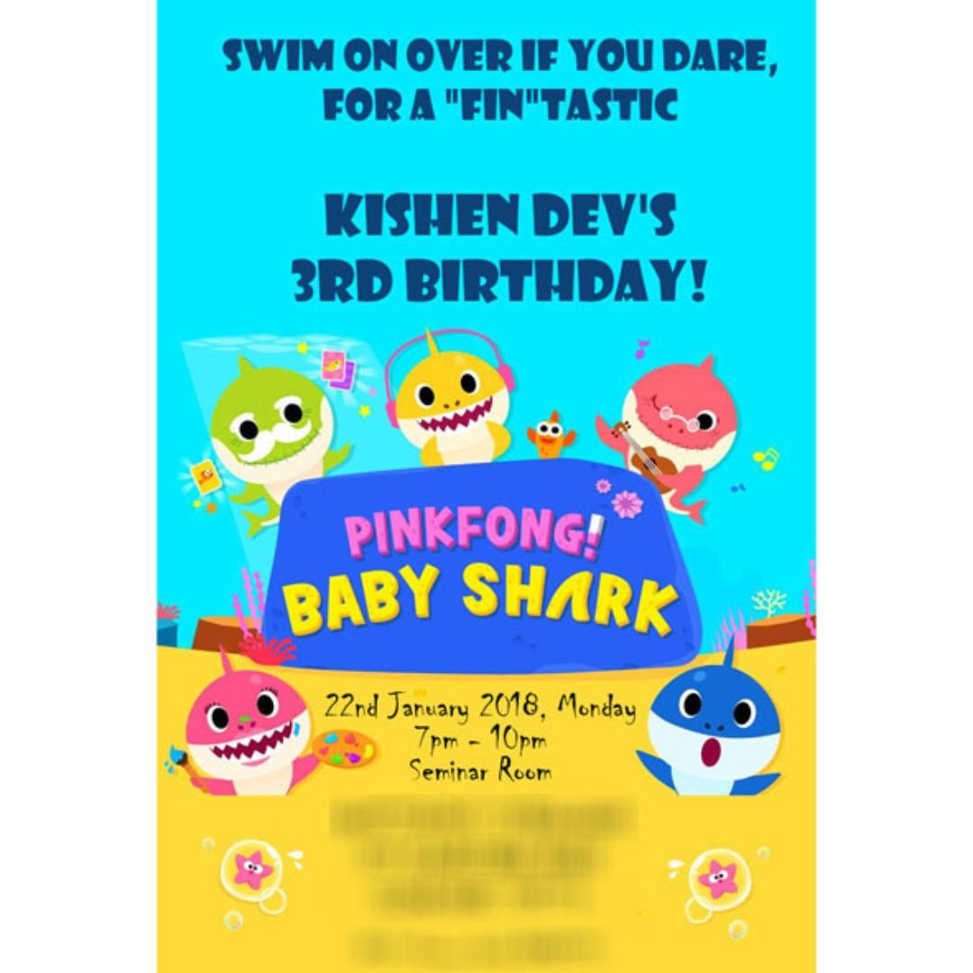 Baby Shark Pinkfong E Invitation Card Babies Kids Toys