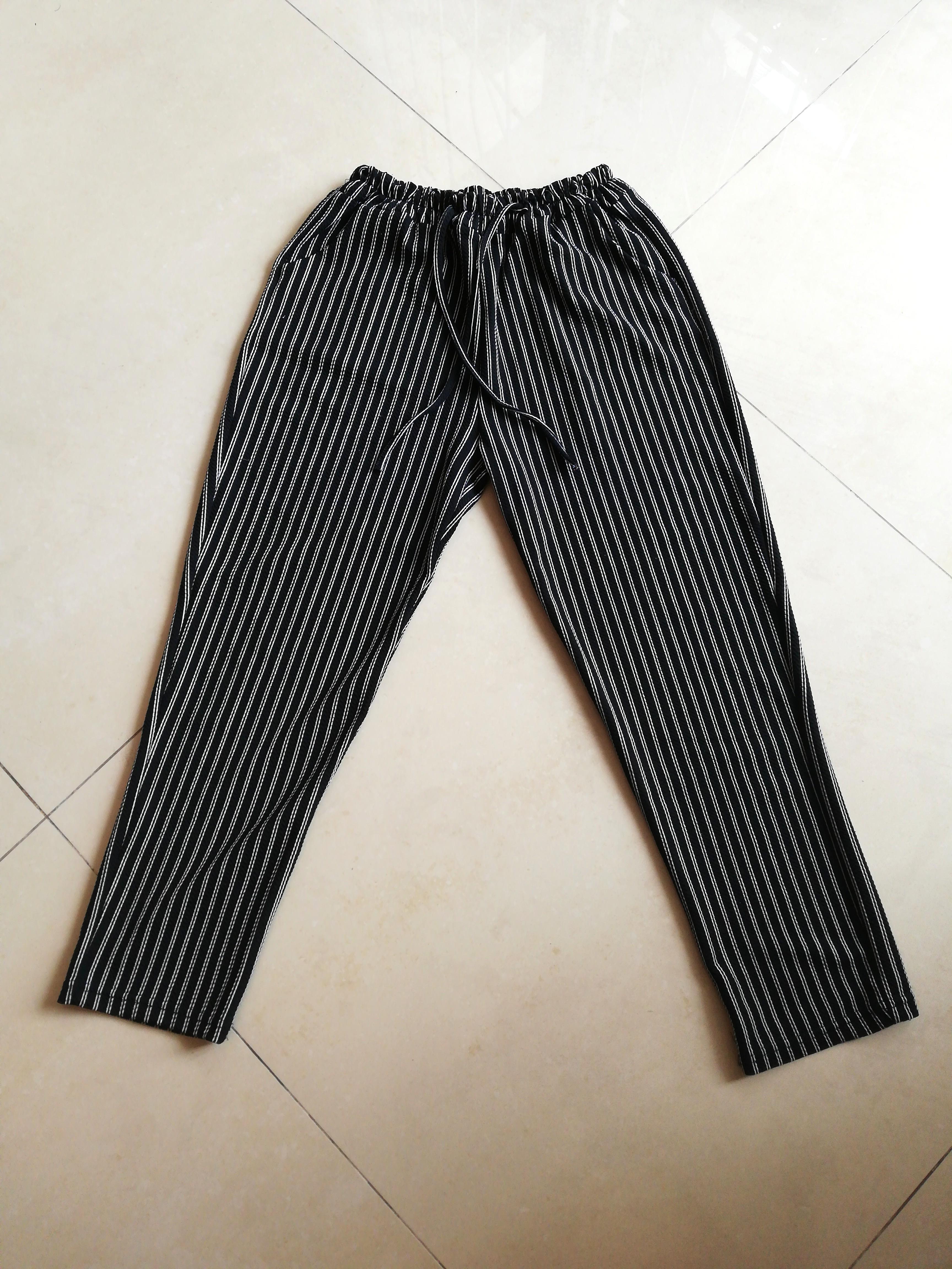black and white vertical striped pants