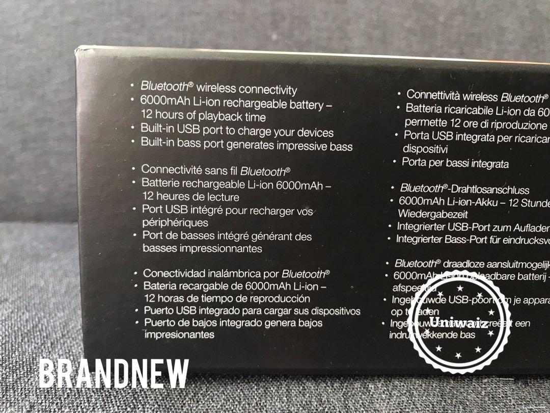 Brandnew JBL CHARGE Black (Category: Portable Audio Accessories) located in Mandaluyong City. Submitted by uniwyse (Listing ID 207623953, Image 3). Description: Please see pictures for the complete details of the item.. Last Piece Sale!! For only P 4,800! Brandnew and sealed! All original 💯 with warranty Color: Black For meet ups or you can visit our physical store. Introducing the JBL® Charge, - more than 12 hours of playback time from a single