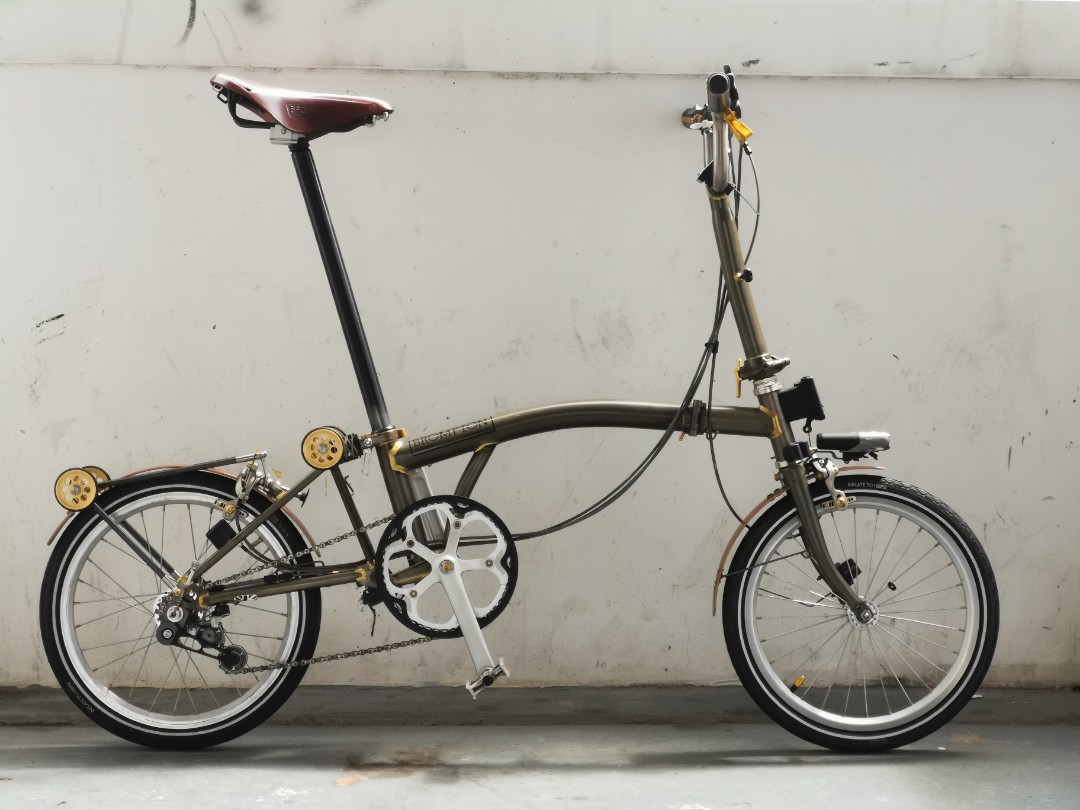 Brompton M6R Raw Lacquer 2014 with a lot of mods
