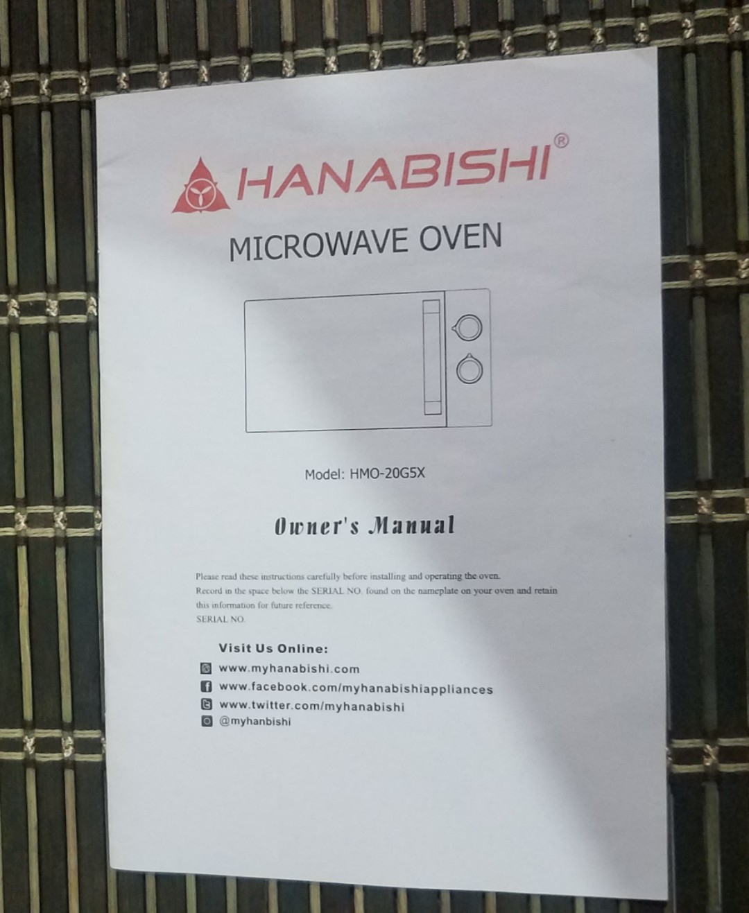 HANABISHI MICROWAVE OVEN, TV & Home Appliances, Kitchen Appliances