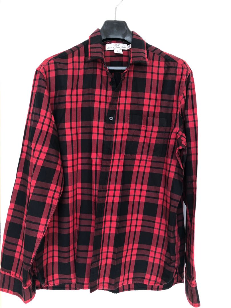 H M red and black Checkered polo