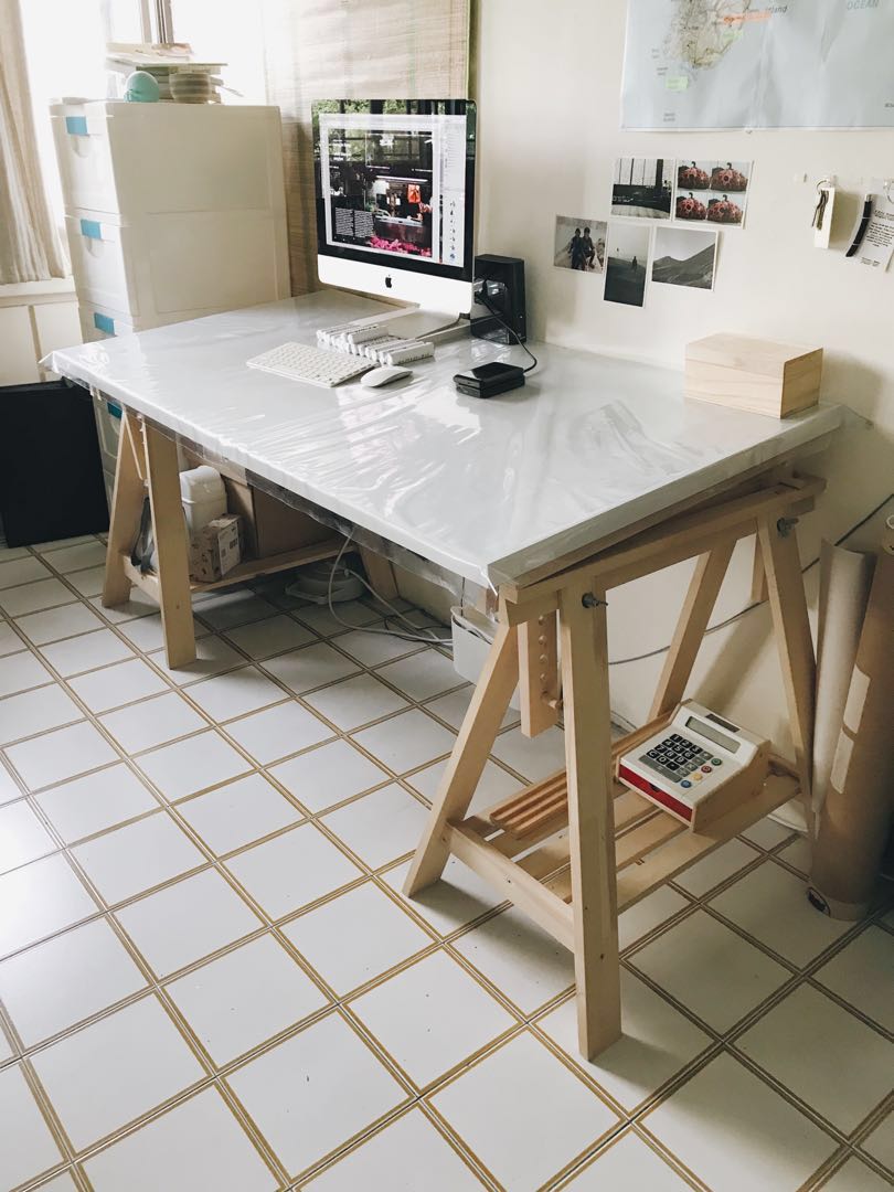 Ikea Linnmon Tabletop Finnvard Trestle Like New Furniture Tables Chairs On Carousell