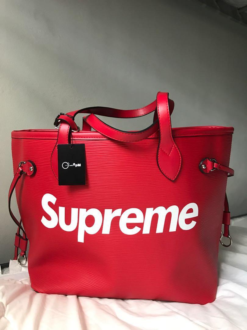 Imitation of LV-Supreme Neverfull Bag, Women's Fashion, Bags & Wallets,  Cross-body Bags on Carousell