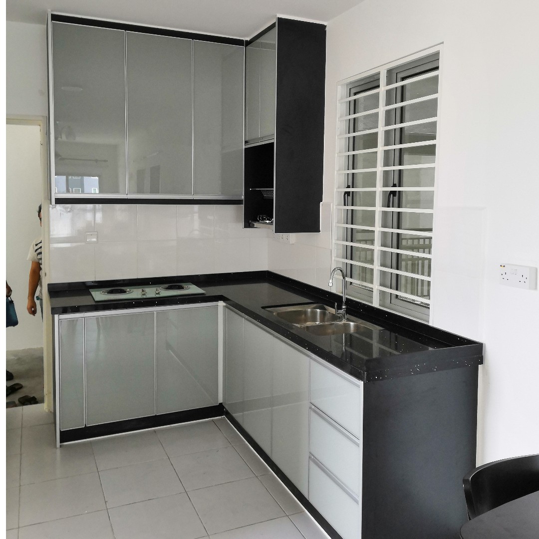 Kabinet Dapur Kitchen Cabinet 3G Grey PerFt Run Rumah Perabot