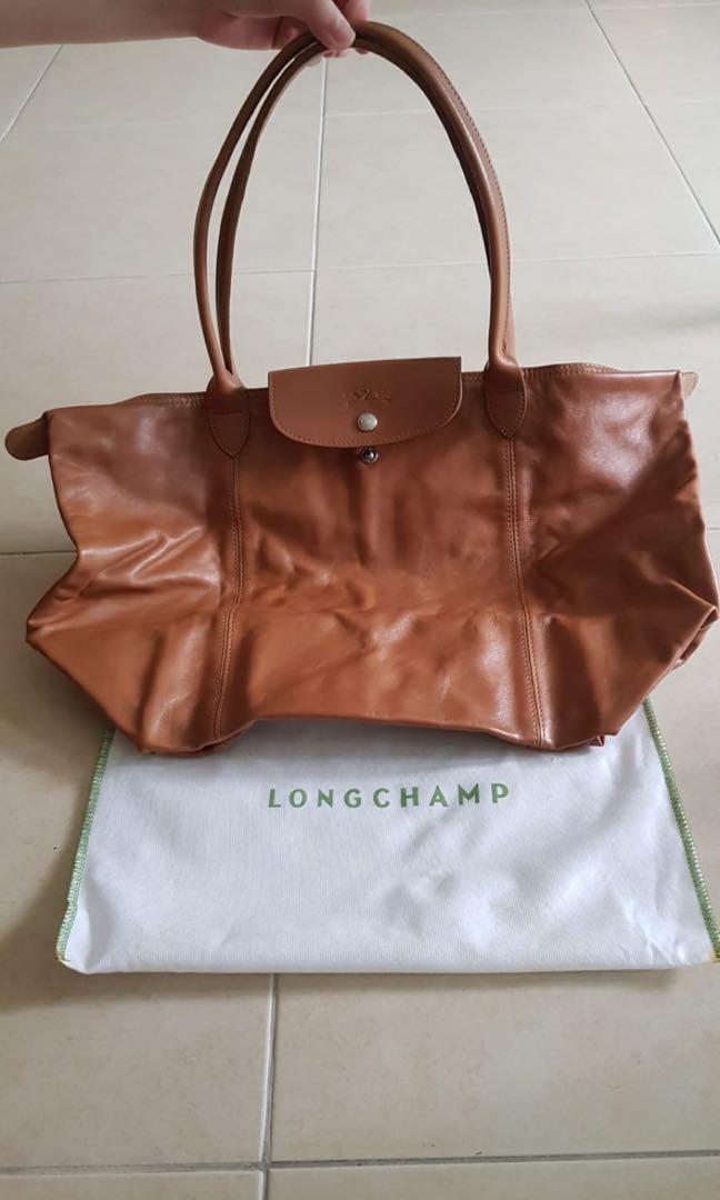 Longchamp le pliage cuir large leather tote bag shop