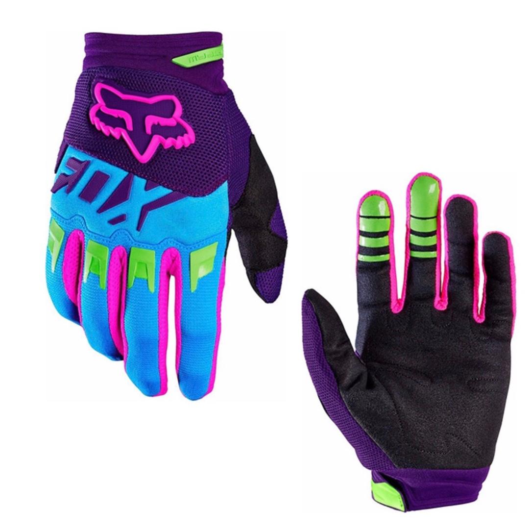 Fox Blue With Purple And Green Full Sleeved Motorcycle Riding Gloves Motorcycles Motorcycle Apparel On Carousell