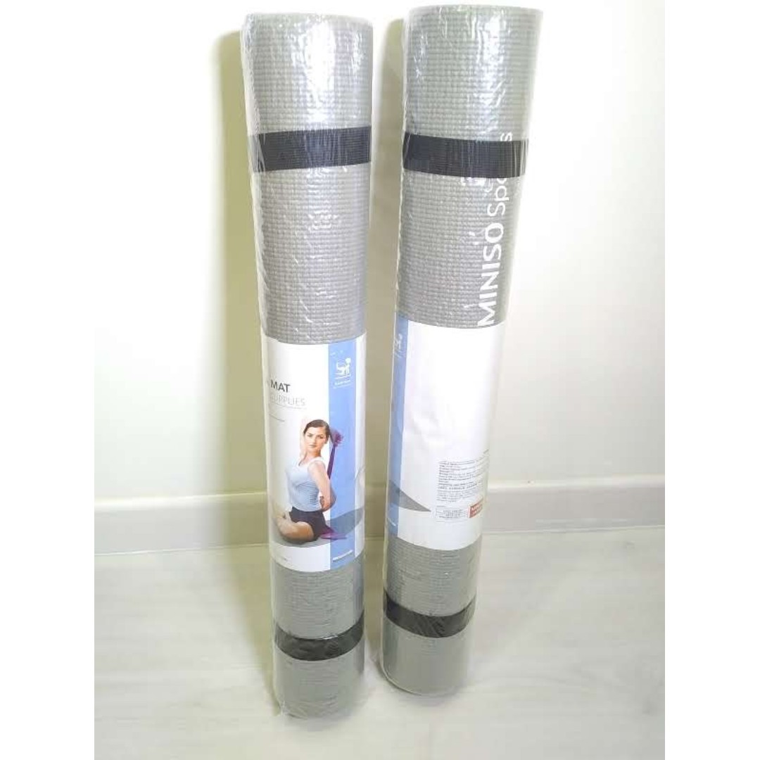 Miniso Yoga Mat New Gray 173 X 61 X 0 3 Cm Sports Weights Gym Equipment On Carousell